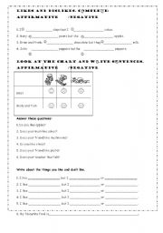 English Worksheet: likes and dislikes activity