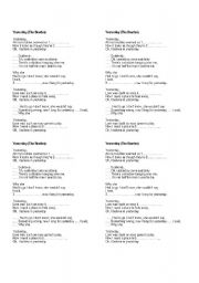 English worksheet: yesterday-the beatles