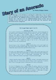 English Worksheet: Diary of an anorexic