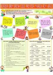 English Worksheet: COLLOCATION 2 - BORDER, BRIM, BRINK, EDGE, FRONTIER, MARGIN, RIM, VERGE