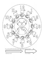 English Worksheet: printable paper clocks