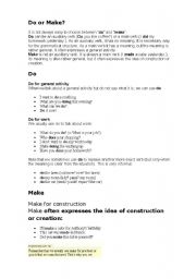 English worksheet: Do and Make