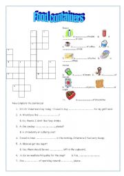 English Worksheet: Food containers - activities. 