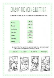 DAYS OF THE WEEK AND WEATHER