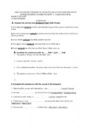 English worksheet: an exam for 8th grade students