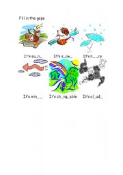 English Worksheet: fill in the gaps about weather 