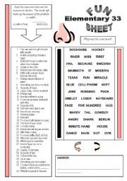 English Worksheet: Fun Sheet Elementary 33