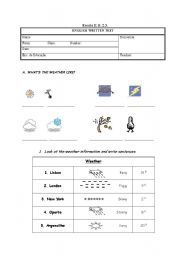 English worksheet: mini weather test