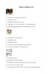 English Worksheet: Multiple intelligences test