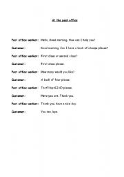 English Worksheet: Role play - At the Post Office