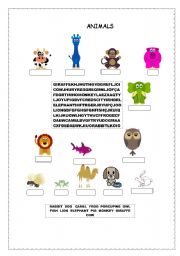 English worksheet: ANIMALS