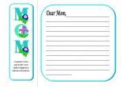 English worksheet: Mothers Day Letter Activity with Bookmark