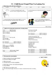 English Worksheet: U2 - I still havent found what I am looking for