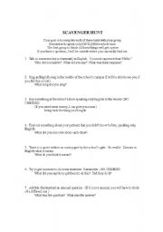 English worksheet: English Speaking Scavenger Hunt