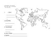 English worksheet: Countrie and map