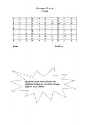 English Worksheet: likes and dislikes puzzle