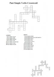 English worksheet: Past Simple Irregular Verbs - Crossword (with answers)