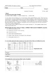 English Worksheet: Test present simple routine