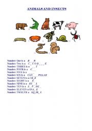 English Worksheet: Animals and insects