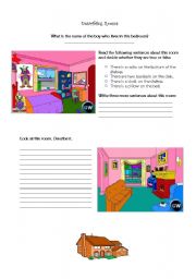 English Worksheet: Simpsons - Describing Rooms