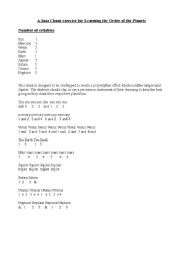 English worksheet: Planets Jaz Chant