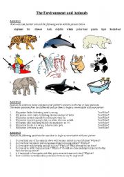 English Worksheet: Environment and Animals