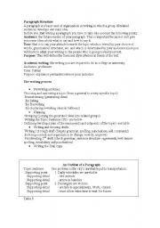 English worksheet: paragraph structure and writing