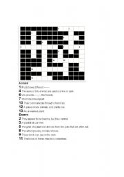 English worksheet: crossword with plants and animals