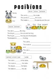 English Worksheet: Positions
