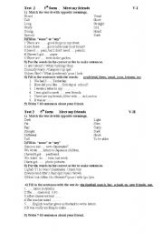 English worksheet: My friends. Test.