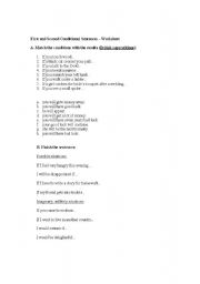 English worksheet: First and Second Conditional Sentences - Worksheet