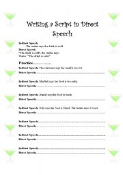 English Worksheet: Direct Speech