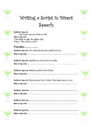 English worksheet: Direct Speech