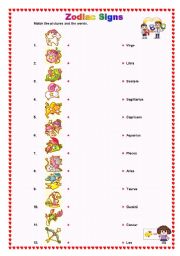 English Worksheet: Zodiac Signs