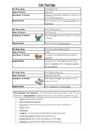 English Worksheet: My Part-time Job! (1 of 3)