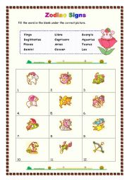 English Worksheet: Zodiac Signs