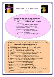 English Worksheet: auxiliary verbs