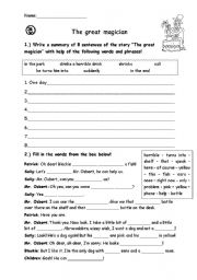 English worksheet: The great magician