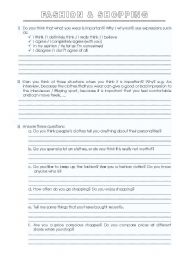 English Worksheet: Fashion & shopping conversation practice