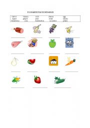 English worksheet: food&fruit&vegetable