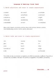 English Worksheet: Language of Meetings