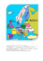 English Worksheet: The weather in Europe.