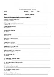 worksheet on reported speech