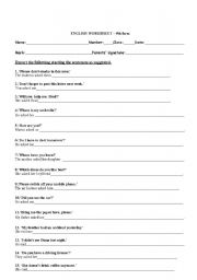 English Worksheet: worksheet on reported speech