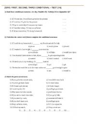 English Worksheet: CONDITIONALS - zero, first, second, third