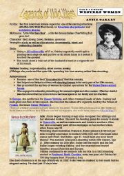 English Worksheet: Legends of Wild West - part 2 - Western Women - x-files + exercises