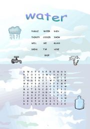 English Worksheet: word search water vocabulary