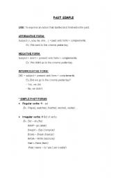English worksheet: past simple notes