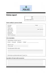 English worksheet: worksheet to report stolen goods