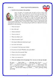 TALKING ABOUT YOURSELF. REVIEW OF PRESENT TENSE. BE AND HAVE GOT. TWO PAGES.